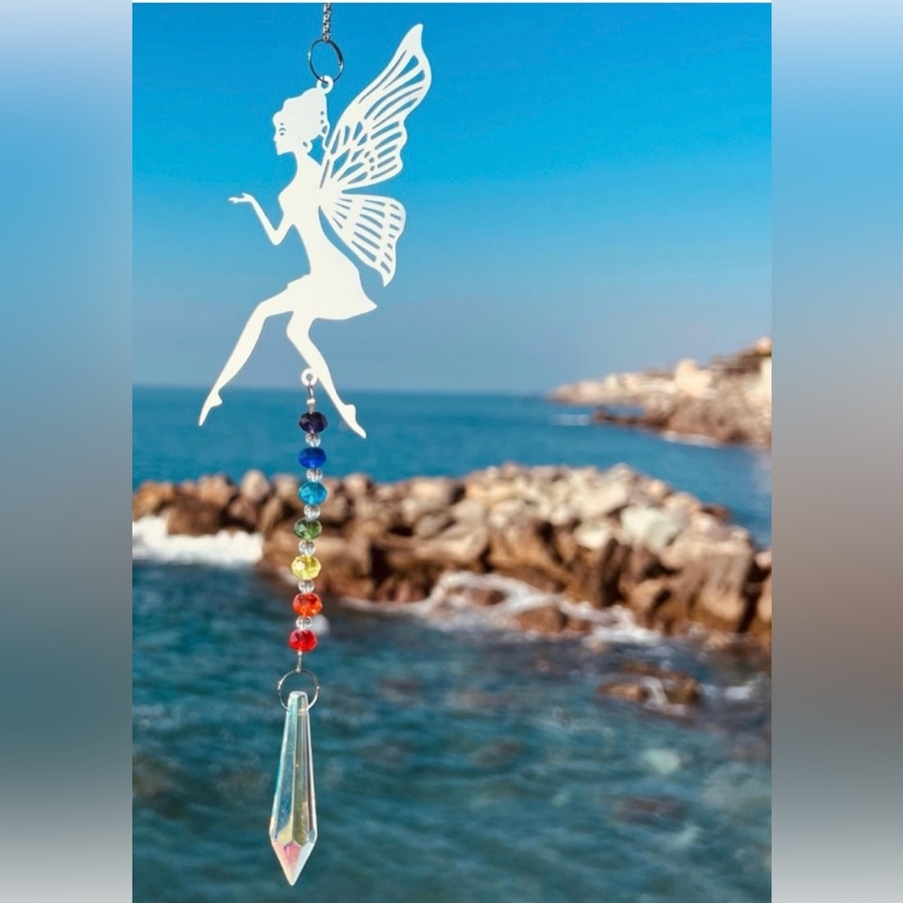 Fairy Butterfly Beaded Sun Catcher Hanging Crystal Wind Chimes Car decor New - Picture 2 of 16